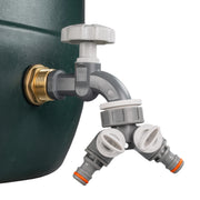 Water Butt Brass Kit 3/4" with Grey Dial Tap + Two-Way Splitter - Hardware > Plumbing > Plumbing Fittings & Supports > Plumbing Valves Tech Hose & Fittings