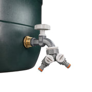 Water Butt Brass Kit 3/4" with Grey Dial Tap + Two-Way Splitter and Drill Bit - Home & Garden > Lawn & Garden Tech Hose & Fittings