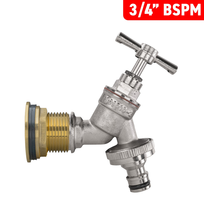 Water Butt Brass Kit 3/4" with Nickel Plated Brass Quick Connect Tap and Drill Bit - Home & Garden > Lawn & Garden Tech Hose & Fittings