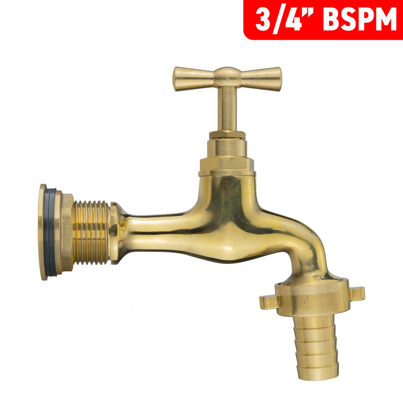 Water Butt Brass Kit 3/4" with 13mm Barbed Polished Brass Tap and Drill Bit - Home & Garden > Lawn & Garden Tech Hose & Fittings