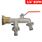Water Butt Brass Kit 3/4" with Double Quick Connect Tap - Hardware > Plumbing > Plumbing Fittings & Supports > Plumbing Valves Tech Hose & Fittings