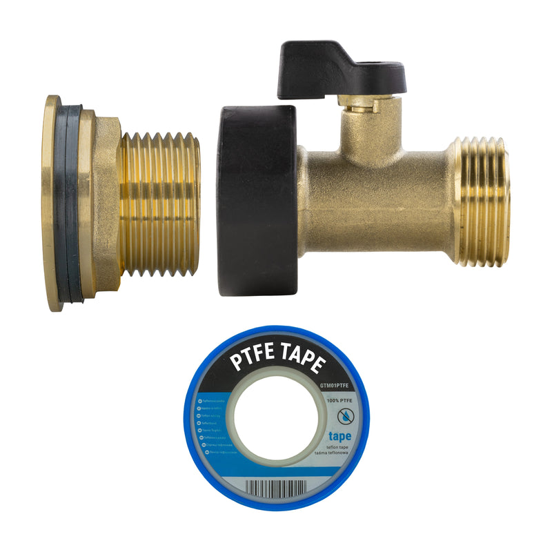 Water Butt Brass Kit 3/4" with Brass Valve and Drill Bit - Home & Garden > Lawn & Garden Tech Hose & Fittings