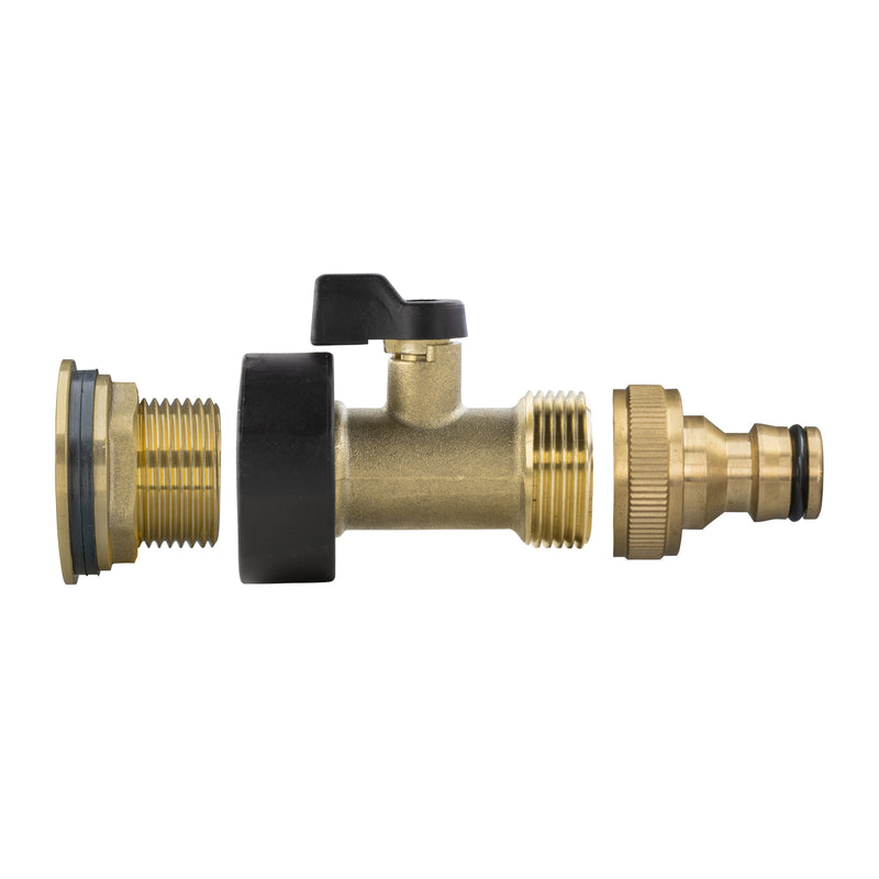 Water Butt Brass Kit 3/4" with Brass Valve + Quick Connect - Hardware > Plumbing > Plumbing Fittings & Supports > Plumbing Valves Tech Hose & Fittings