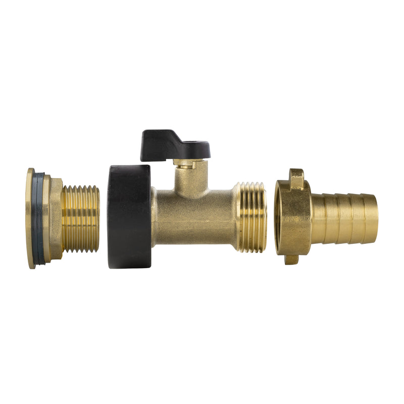 Water Butt Brass Kit 3/4" with Brass Valve + 19mm Barb and Drill Bit - Home & Garden > Lawn & Garden Tech Hose & Fittings