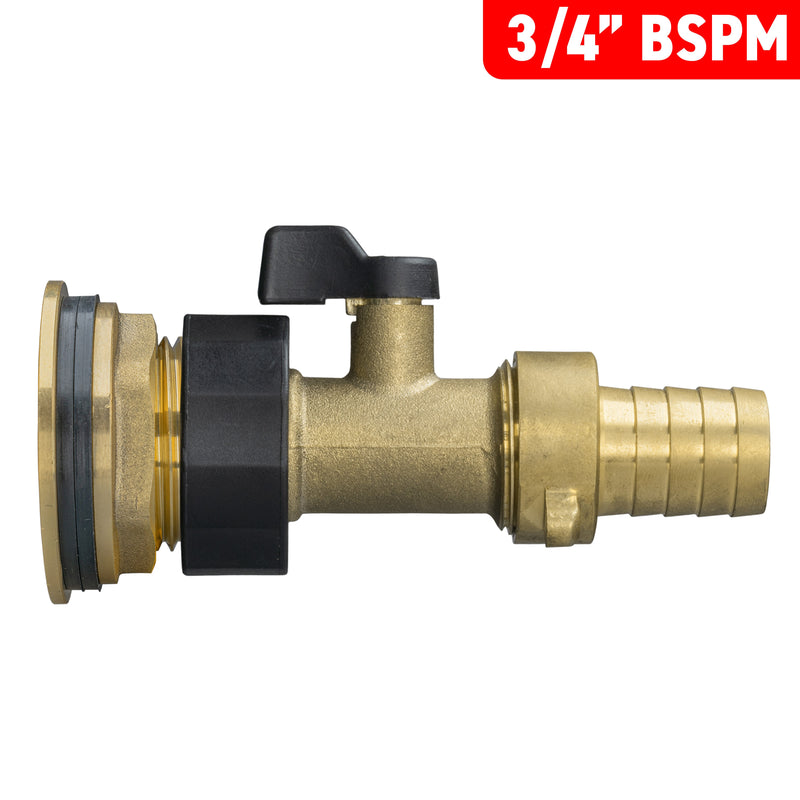 Water Butt Brass Kit 3/4" with Brass Valve + 19mm Barb and Drill Bit - Home & Garden > Lawn & Garden Tech Hose & Fittings