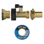 Water Butt Brass Kit 3/4" with Brass Valve + 19mm Barb and Drill Bit - Home & Garden > Lawn & Garden Tech Hose & Fittings