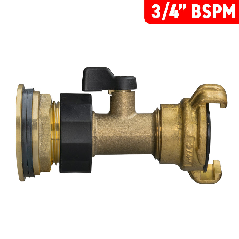Water Butt Brass Kit 3/4" with Brass Valve + Geka - Hardware > Plumbing > Plumbing Fittings & Supports > Plumbing Valves Tech Hose & Fittings