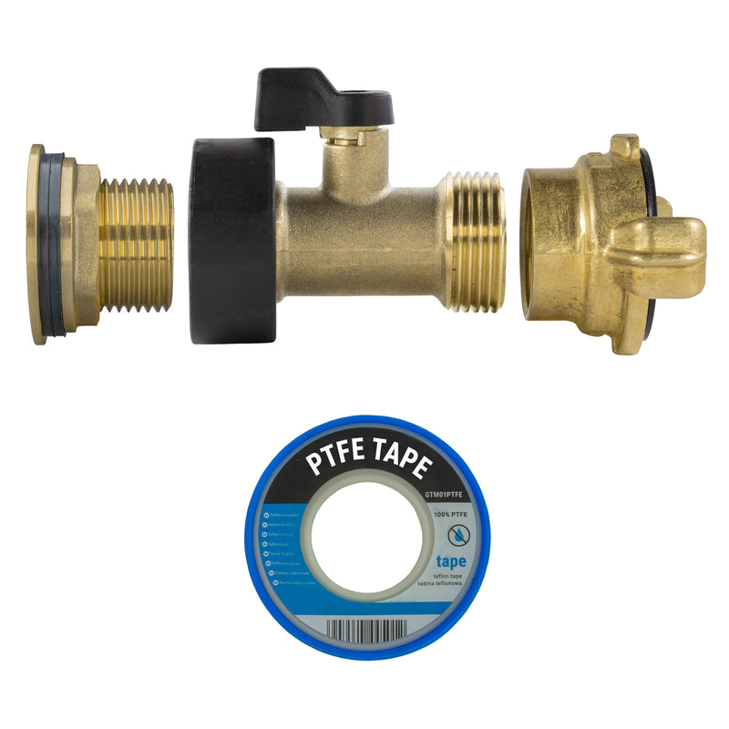 Water Butt Brass Kit 3/4" with Brass Valve + Geka and Drill Bit - Home & Garden > Lawn & Garden Tech Hose & Fittings