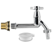 Water Butt Brass Kit 3/4" with Extended Brass Chrome Tap 1/2" Barb - Garden watering