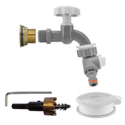 Water Butt Brass Kit 3/4" with Grey Dial Tap + Two-Way Splitter and Drill Bit - Home & Garden > Lawn & Garden Tech Hose & Fittings