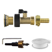Water Butt Brass Kit 3/4" with Brass Valve + 13mm Barb and Drill Bit - Home & Garden > Lawn & Garden Tech Hose & Fittings