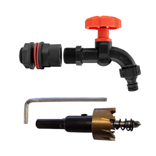 Water Butts Kit 1/2" With PP Black Tap and Drill Bit - Home & Garden > Lawn & Garden Tech Hose & Fittings