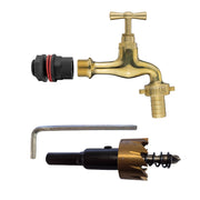 Water Butts Kit 1/2" With Polish Brass Tap 13mm Outlet and Drill Bit - Home & Garden > Lawn & Garden Tech Hose & Fittings
