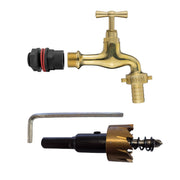 Water Butts Kit 1/2" With Polish Brass Tap 15mm Outlet and Drill Bit - Home & Garden > Lawn & Garden Tech Hose & Fittings