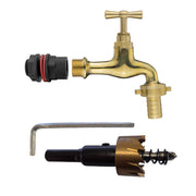 Water Butts Kit 1/2" With Polish Brass Tap 19mm Outlet and Drill Bit - Home & Garden > Lawn & Garden Tech Hose & Fittings