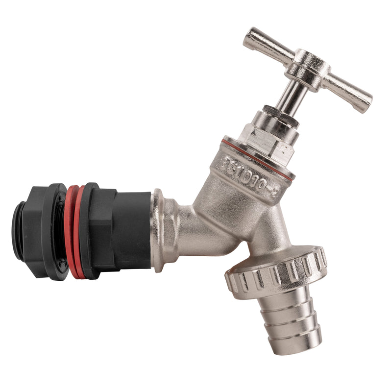 Water Butt Kit 1/2" with Nickel Plated Barbed Tap and Drill Bit - Home & Garden > Lawn & Garden Tech Hose & Fittings