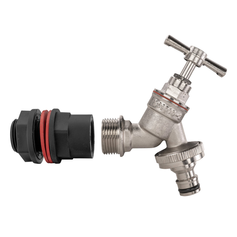 Water Butt Kit 1/2" with Nickel Plated Quick Connect Tap - Home & Garden > Lawn & Garden > Watering & Irrigation Tech Hose & Fittings