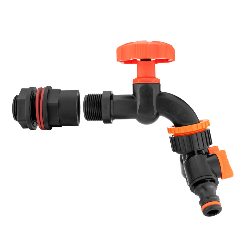 Water Butt Kit 1/2" with Black Dial Tap + Two-Way Splitter - Home & Garden > Lawn & Garden > Watering & Irrigation Tech Hose & Fittings