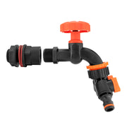 Water Butt Kit 1/2" with Black Dial Tap + Two-Way Splitter and Drill Bit - Home & Garden > Lawn & Garden Tech Hose & Fittings