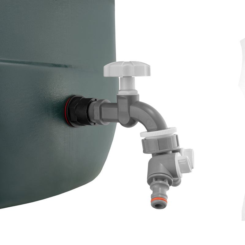 Water Butt Kit 1/2" with Grey Dial Tap + Two-Way Splitter and Drill Bit - Home & Garden > Lawn & Garden Tech Hose & Fittings