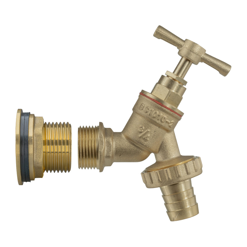 Water Butt Brass Kit 1" with Brass Barbed Tap - Hardware > Plumbing > Plumbing Fittings & Supports > Plumbing Valves Tech Hose & Fittings