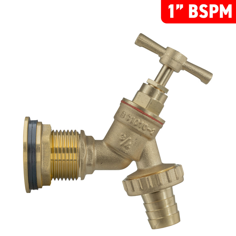 Water Butt Brass Kit 1" with Brass Barbed Tap - Hardware > Plumbing > Plumbing Fittings & Supports > Plumbing Valves Tech Hose & Fittings
