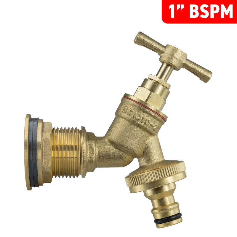 Water Butt Brass Kit 1" with Brass Quick Connect Tap - Hardware > Plumbing > Plumbing Fittings & Supports > Plumbing Valves Tech Hose & Fittings