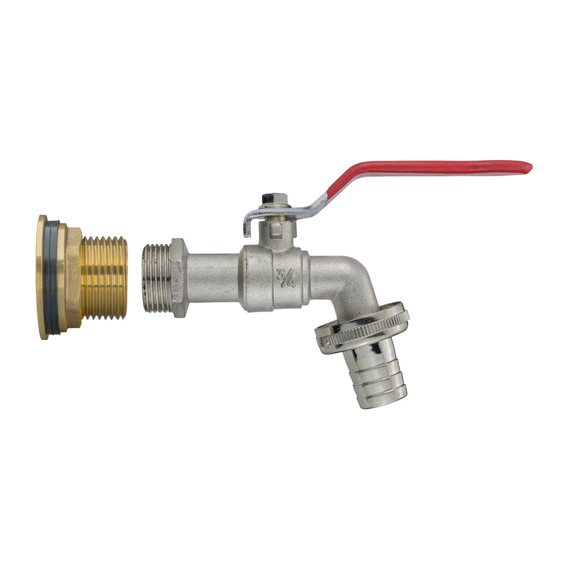Water Butt Brass Kit 1" with Barbed Lever Tap and Drill Bit - Home & Garden > Lawn & Garden Tech Hose & Fittings