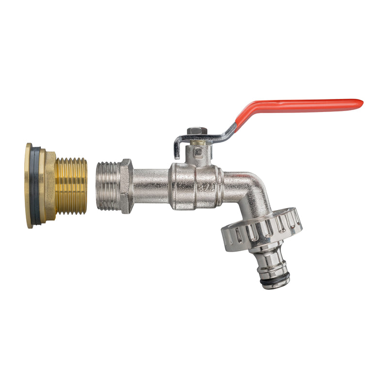 Water Butt Brass Kit 1" with Quick Connect Lever Tap and Drill Bit - Home & Garden > Lawn & Garden Tech Hose & Fittings