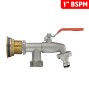 Water Butt Brass Kit 1" with Double Tap and Drill Bit - Home & Garden > Lawn & Garden Tech Hose & Fittings