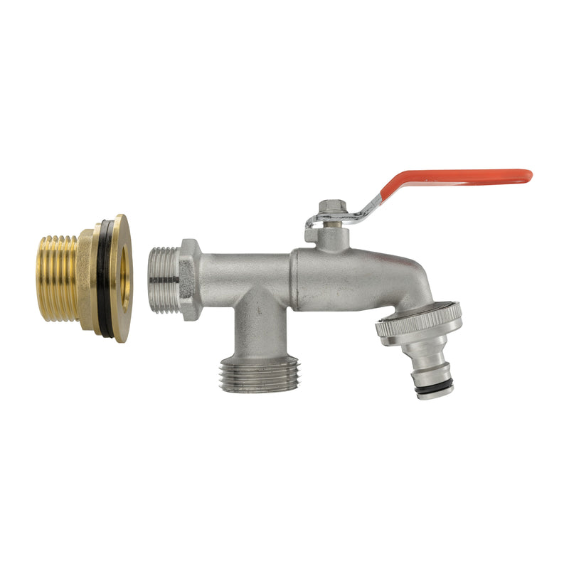 Water Butt Brass Kit 1" with Double Tap - Home & Garden > Lawn & Garden Tech Hose & Fittings