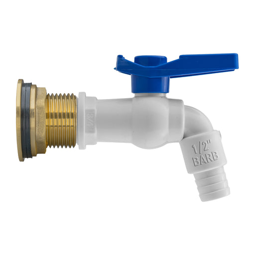 Water Butt Brass Kit 1" with White PVC Tap - Hardware > Plumbing > Plumbing Fittings & Supports > Plumbing Valves Tech Hose & Fittings