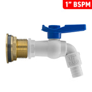 Water Butt Brass Kit 1" with White PVC Tap and Drill Bit - Home & Garden > Lawn & Garden Tech Hose & Fittings