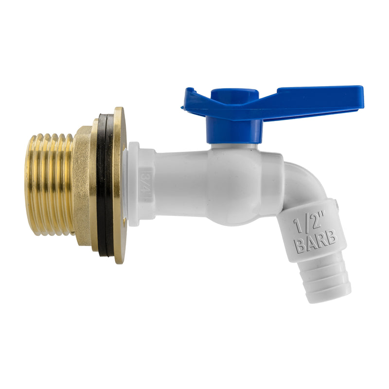 Water Butt Brass Kit 1" with White PVC Tap - Hardware > Plumbing > Plumbing Fittings & Supports > Plumbing Valves Tech Hose & Fittings