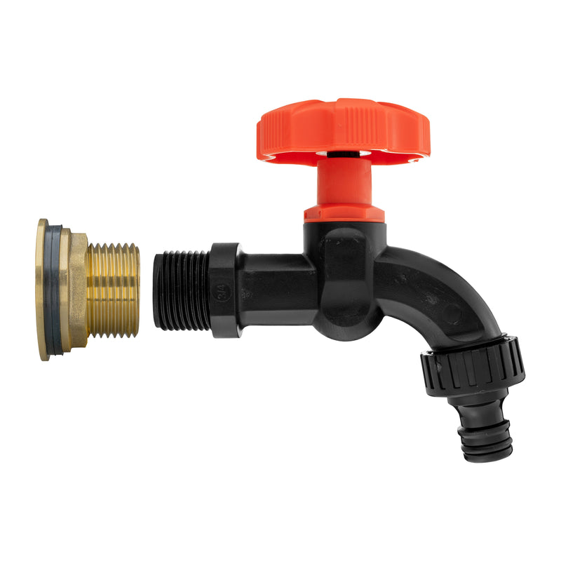Water Butt Brass Kit 1" with Black Dial Tap and Drill Bit - Home & Garden > Lawn & Garden Tech Hose & Fittings