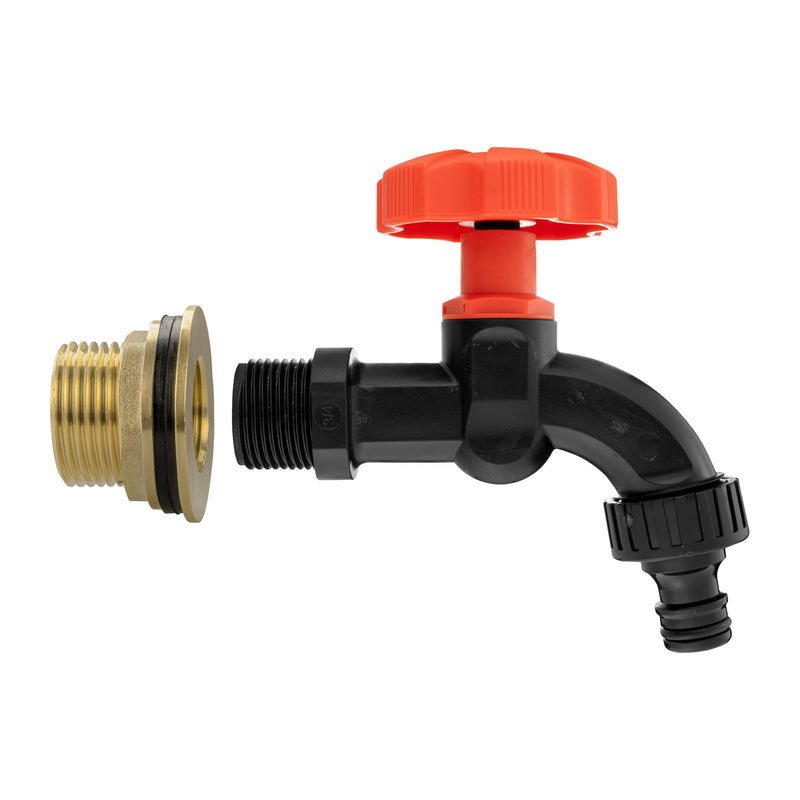 Water Butt Brass Kit 1" with Black Dial Tap - Hardware > Plumbing > Plumbing Fittings & Supports > Plumbing Valves Tech Hose & Fittings