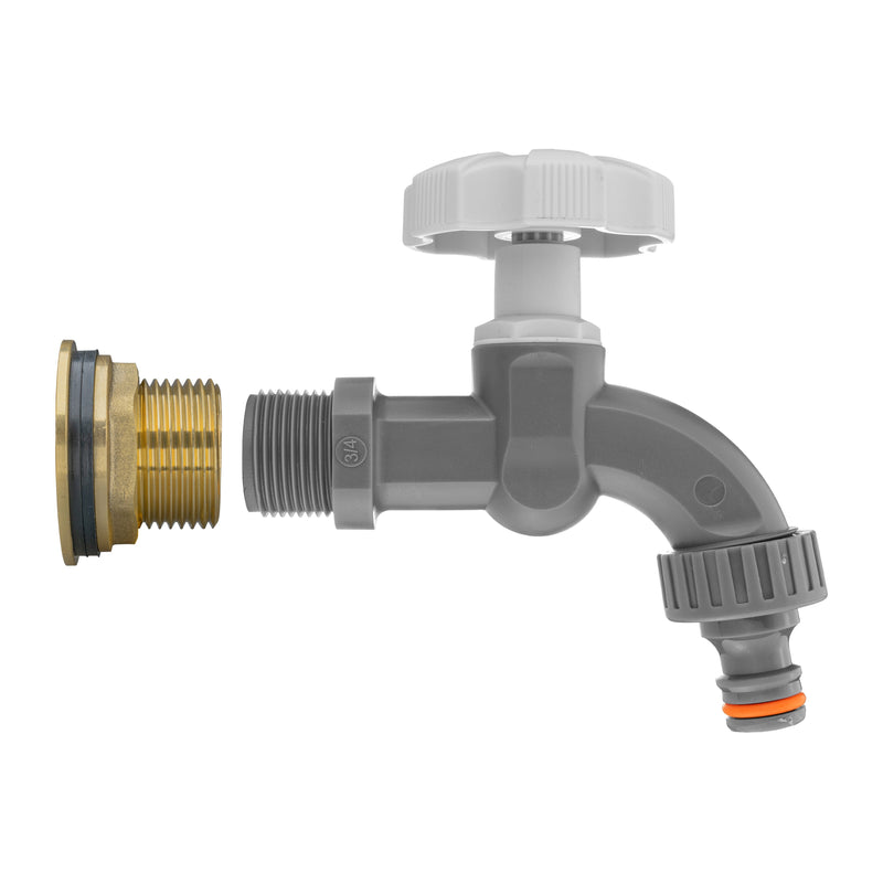 Water Butt Brass Kit 1" with Grey Dial Tap and Drill Bit - Home & Garden > Lawn & Garden Tech Hose & Fittings
