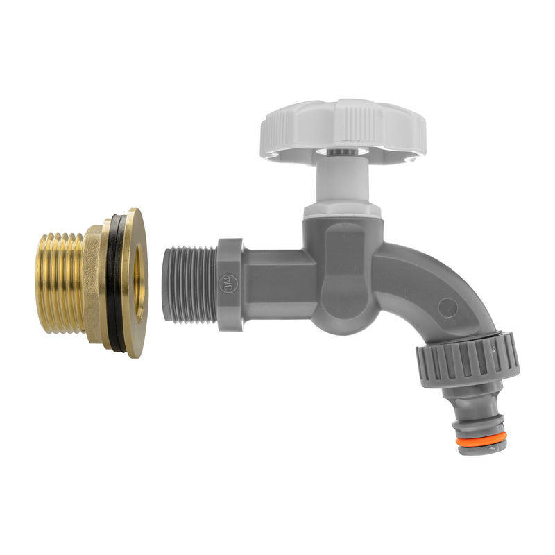 Water Butt Brass Kit 1" with Grey Dial Tap and Drill Bit - Home & Garden > Lawn & Garden Tech Hose & Fittings