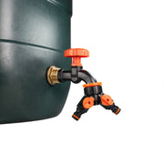 Water Butt Brass Kit 1" with Black Dial Tap + Two-Way Splitter and Drill Bit - Home & Garden > Lawn & Garden Tech Hose & Fittings