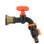 Water Butt Brass Kit 1" with Black Dial Tap + Two-Way Splitter and Drill Bit - Home & Garden > Lawn & Garden Tech Hose & Fittings