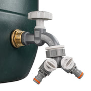 Water Butt Brass Kit 1" with Grey Dial Tap + Two-Way Splitter - Hardware > Plumbing > Plumbing Fittings & Supports > Plumbing Valves Tech Hose & Fittings