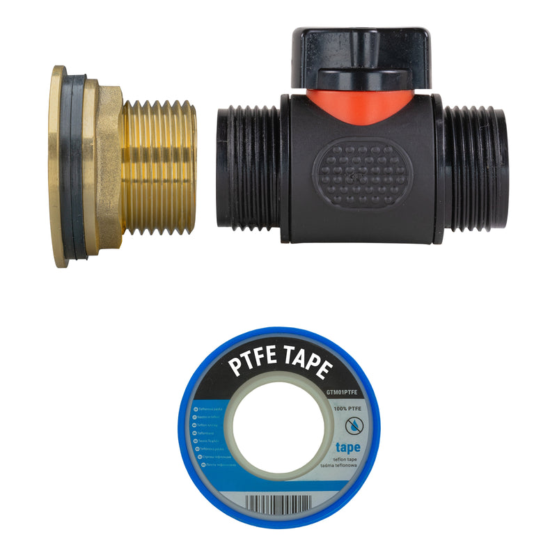 Water Butt Brass Kit 1" with 3/4" BSP In-Line Valve - Hardware > Plumbing > Plumbing Fittings & Supports > Pipe Connectors Tech Hose & Fittings