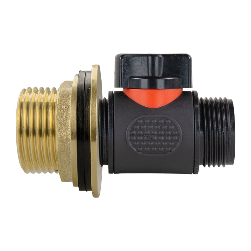 Water Butt Brass Kit 1" with 3/4" BSP In-Line Valve and Drill Bit - Home & Garden > Lawn & Garden Tech Hose & Fittings