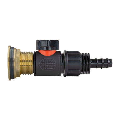 Water Butt Brass Kit 1" with In-Line Valve + 16mm Barb - Hardware > Plumbing > Plumbing Fittings & Supports > Pipe Connectors Tech Hose & Fittings