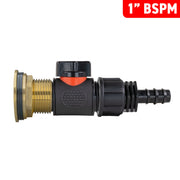 Water Butt Brass Kit 1" with In-Line Valve + 16mm Barb and Drill Bit - Home & Garden > Lawn & Garden Tech Hose & Fittings