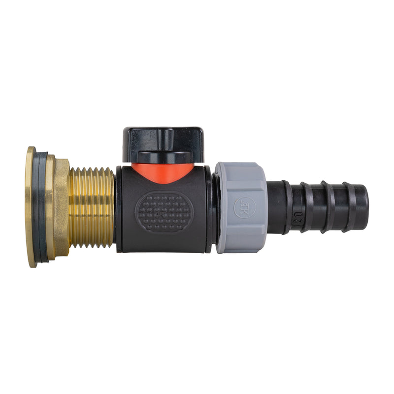 Water Butt Brass Kit 1" with In-Line Valve + 20mm Barb - Hardware > Plumbing > Plumbing Fittings & Supports > Pipe Connectors Tech Hose & Fittings