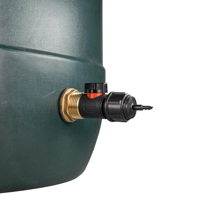 Water Butt Brass Kit 1" with In-Line Valve + 4mm Barb and Drill Bit - Home & Garden > Lawn & Garden Tech Hose & Fittings
