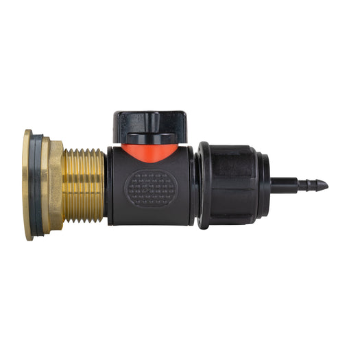 Water Butt Brass Kit 1" with In-Line Valve + 4mm Barb - Hardware > Plumbing > Plumbing Fittings & Supports > Pipe Connectors Tech Hose & Fittings