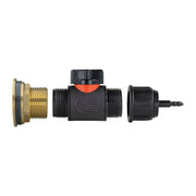 Water Butt Brass Kit 1" with In-Line Valve + 4mm Barb and Drill Bit - Home & Garden > Lawn & Garden Tech Hose & Fittings