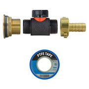 Water Butt Brass Kit 1" with In-Line Valve + 1/2" Brass Barb and Drill Bit - Home & Garden > Lawn & Garden Tech Hose & Fittings
